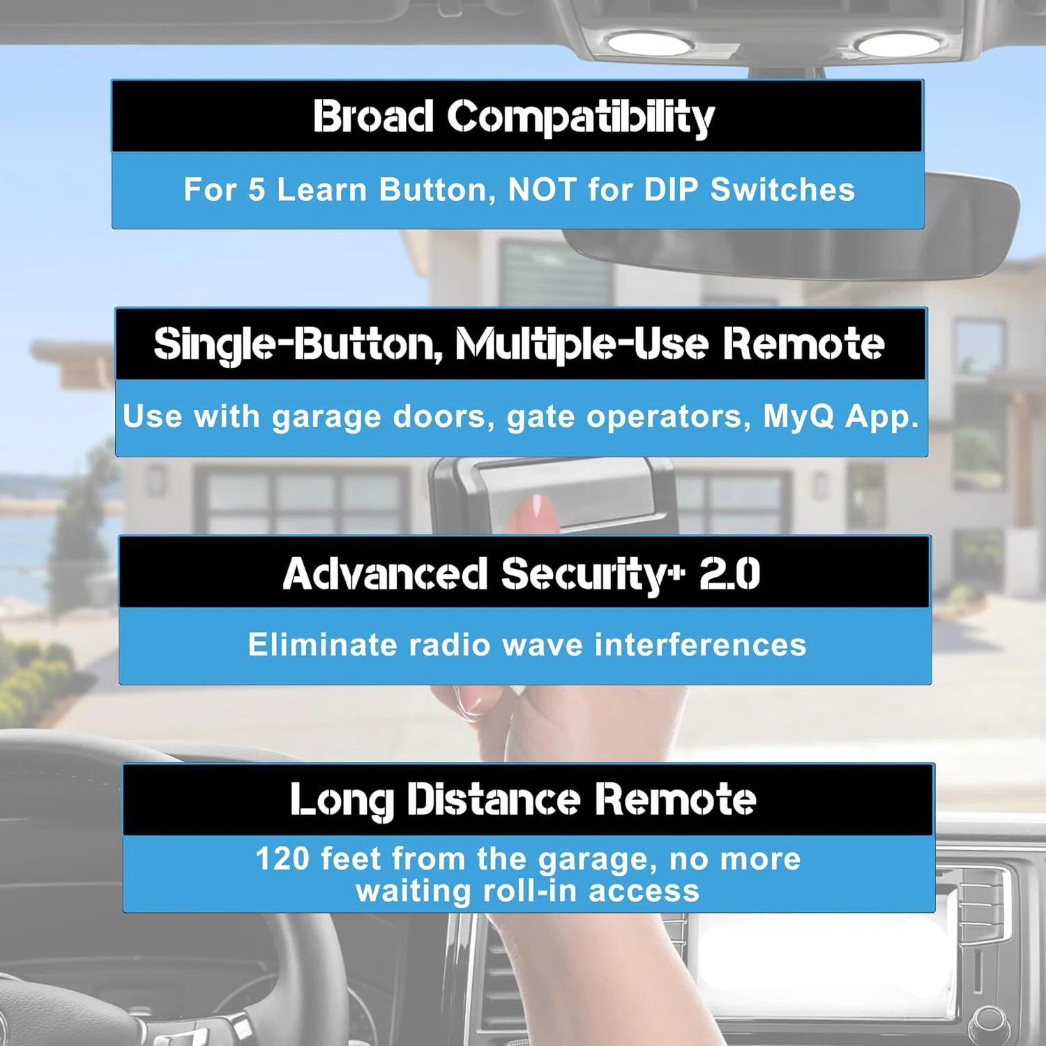 Universal Garage Door Opener Remote Control 3PCS 891LM for 5 Color Learn Buttons with Visor Clip