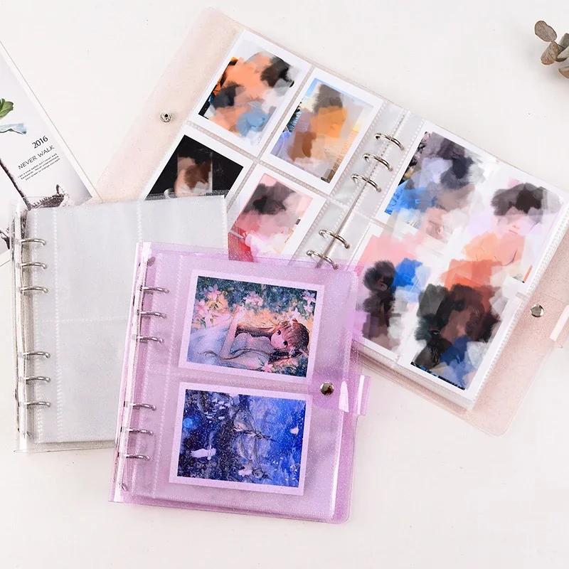 3/4/5/6 Inch Photo Album Large Capacity Transparent Binder Album Photo Card Collection Book 6 Hole Loose Leaf Fans Supplies