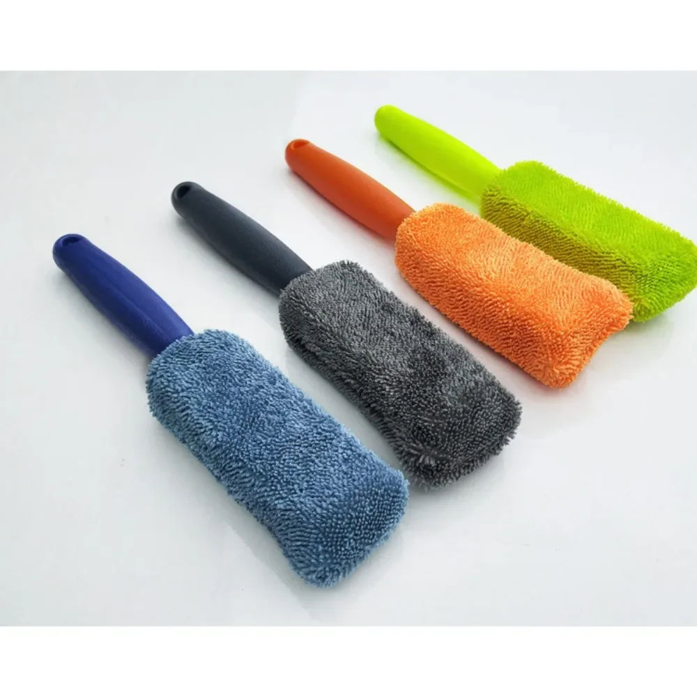 Fiber Long Handle Tire Brush Beauty Car Wash Supplies, Waxing Sponge,  Black Wax Smear Card Clean Tire Brush Hub Brush