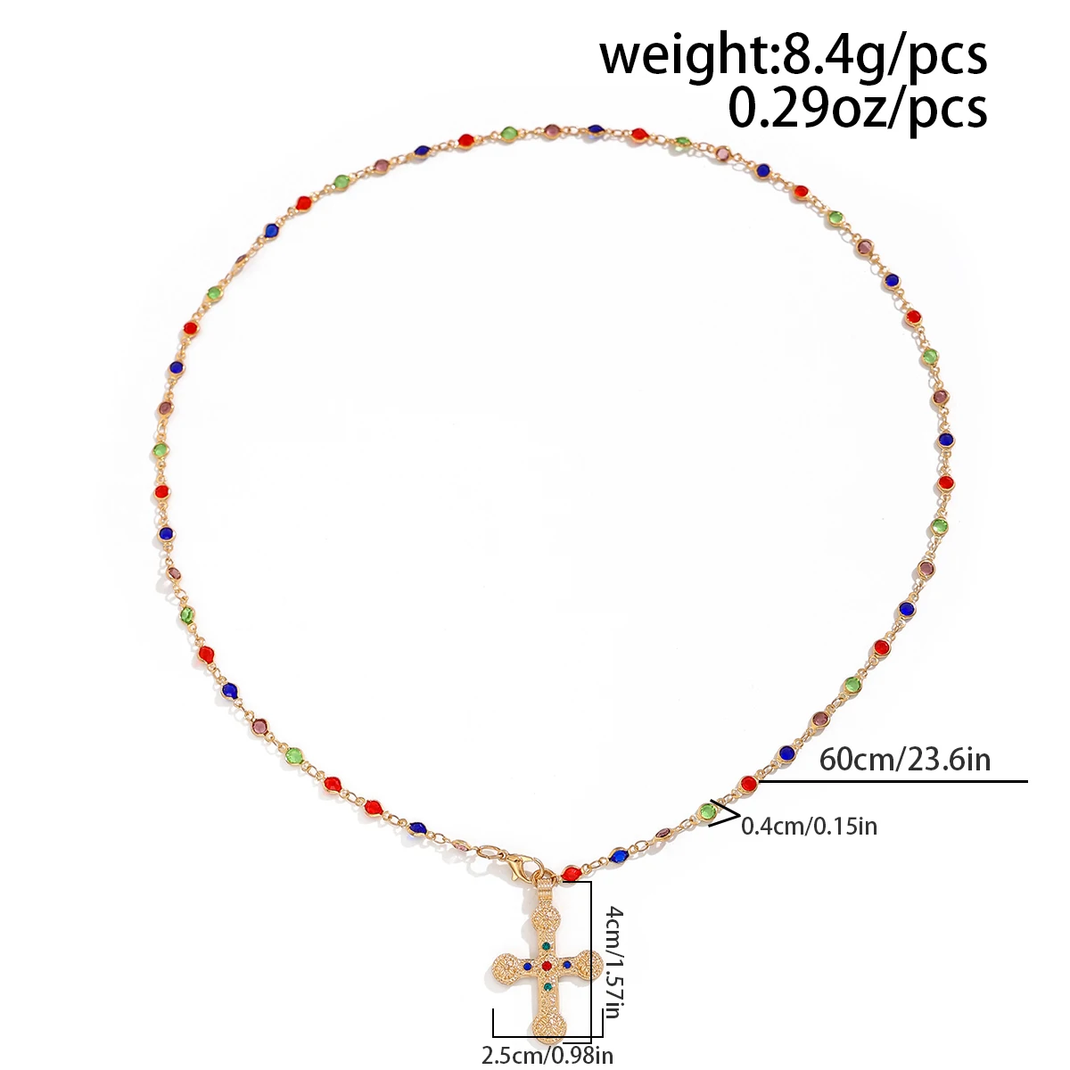 Ingemark Minimalism Jesus Cross Pendant Choker Necklace for Women Goth Colorful Crystal Chain Christian Y2K Neck Jewelry Gift