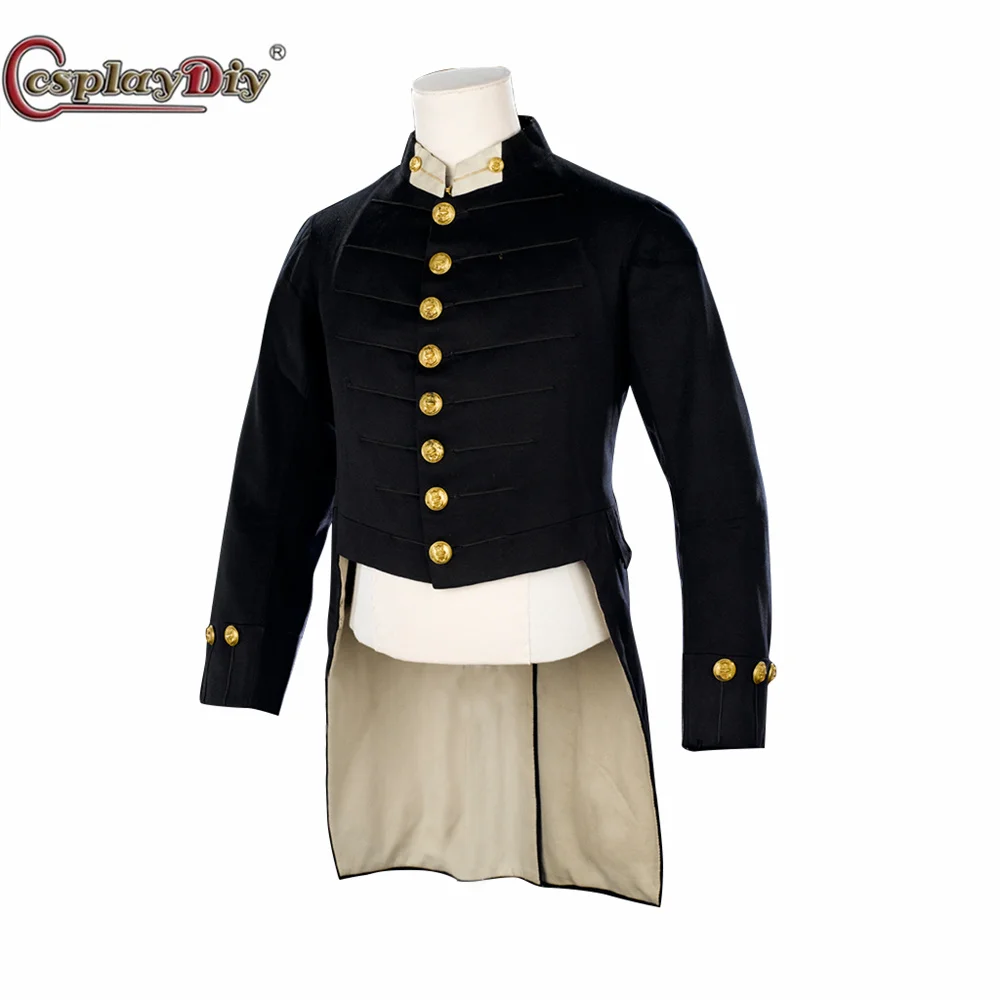 

19th Century Royal Navy Military Jacket Black Tailcoat Coat Men's Ball Suit Medieval Victorian Party Costume