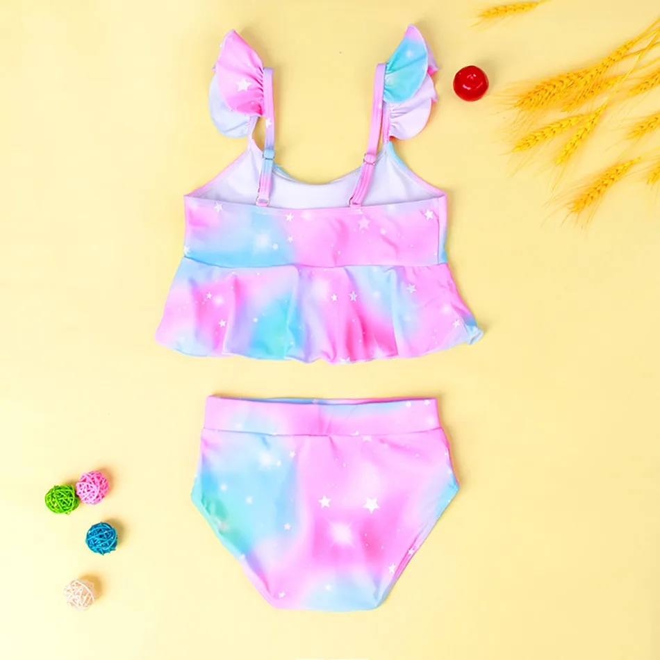 Girls Swimsuit Kids Ruffles Beach Swimwear Baby Birthday Beachwear Children Swimming 2 Piece Set Unicorn Bathing Suit 3-8 Years