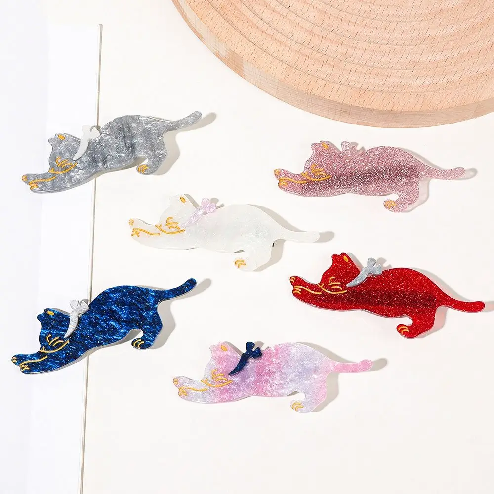 Korean Style Acetic Acid Hair Clip Sweet Cute Cartoon Cat Duckbill Clip Colorful Side Clip Hair Accessories