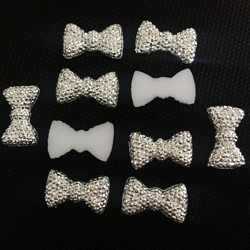 Hot 40 pieces gold silver bow resin flat back wedding scrapbook party decoration head jewelry accessories