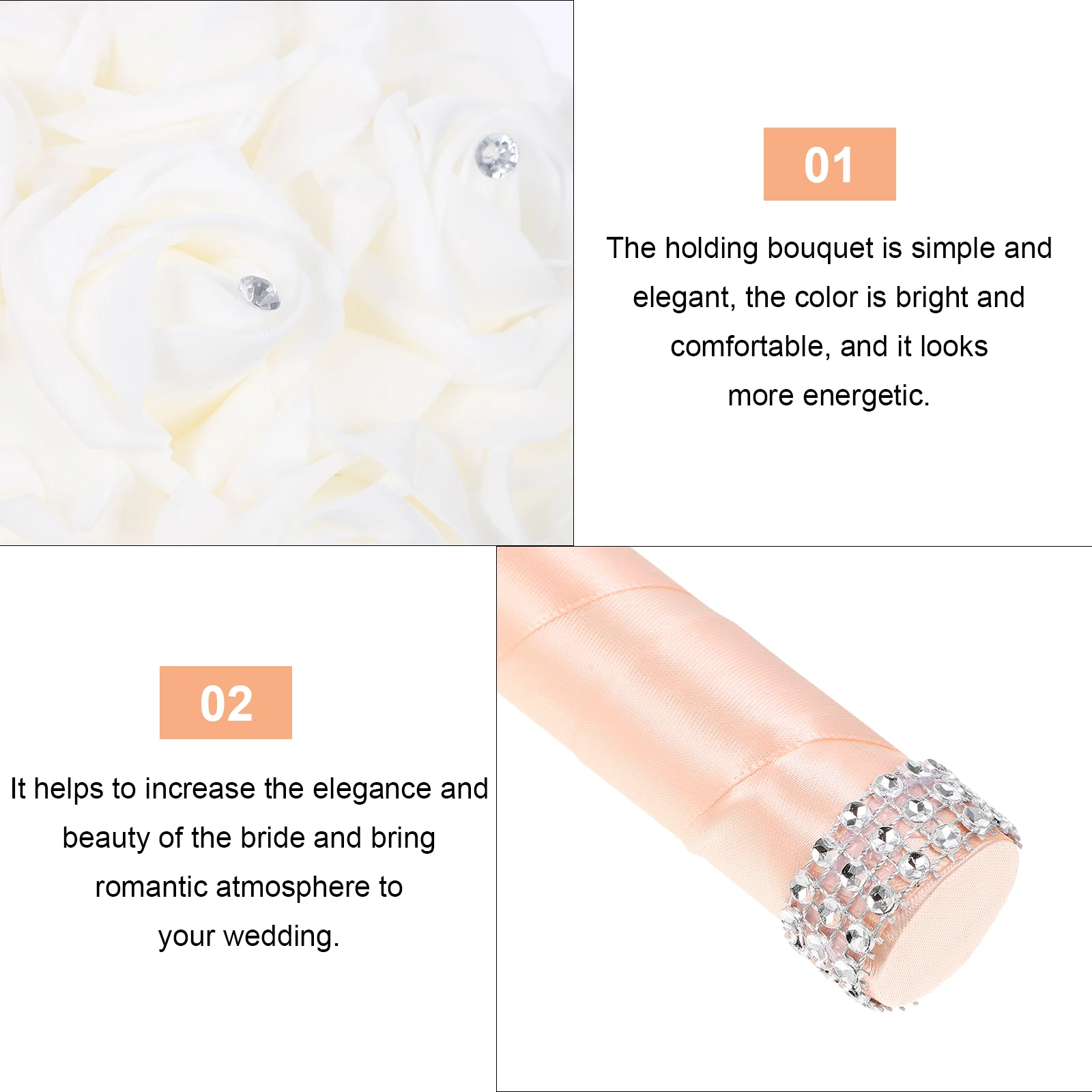 

Artificial Wedding Bouquet Foam Bridesmaid Fake Pearl Holding Flowers Elegant Bride Beauty Romantic
