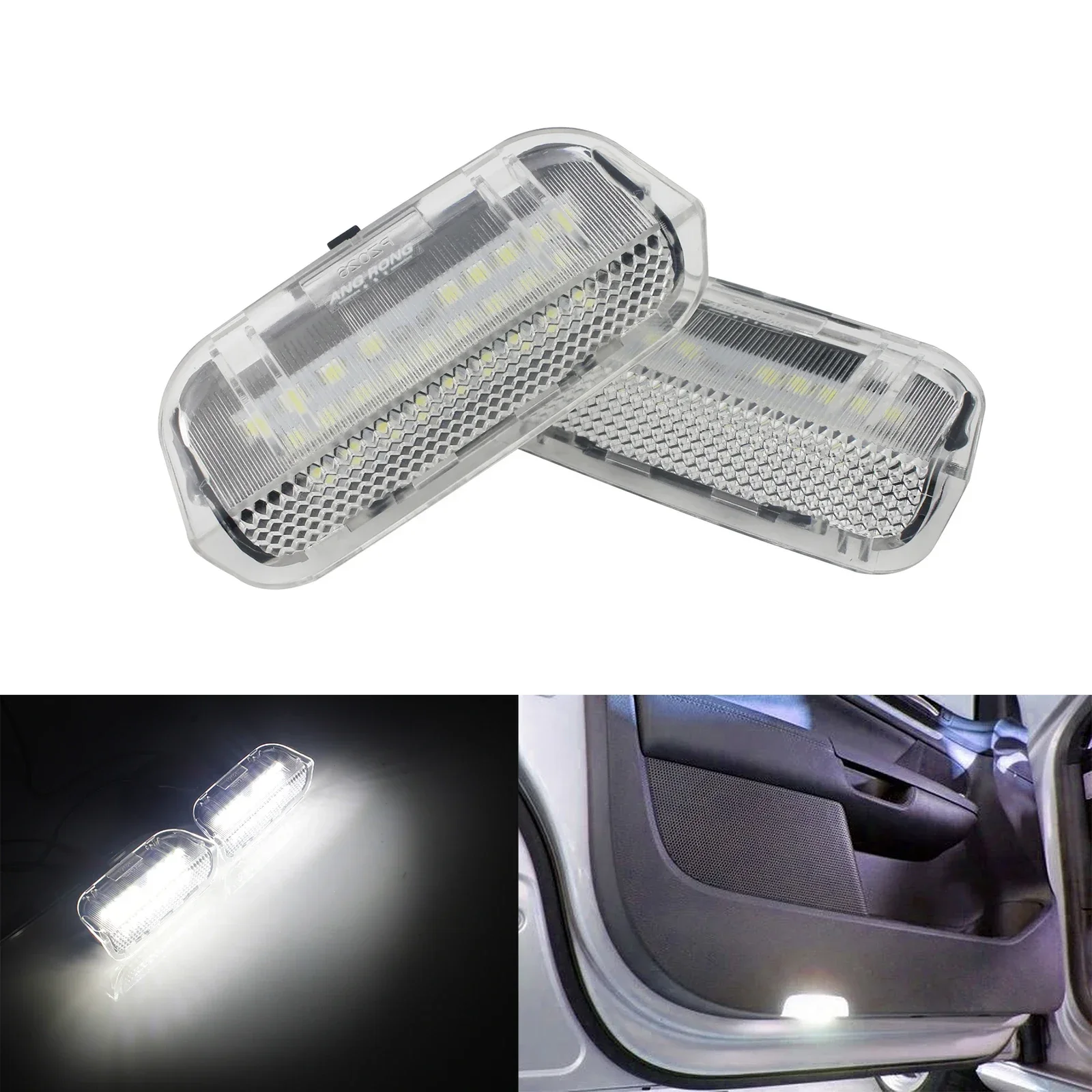 ANGRONG 2X LED Footwell Courtesy Side Door Light For VW Touareg Tiguan Golf Passat CC Jetta