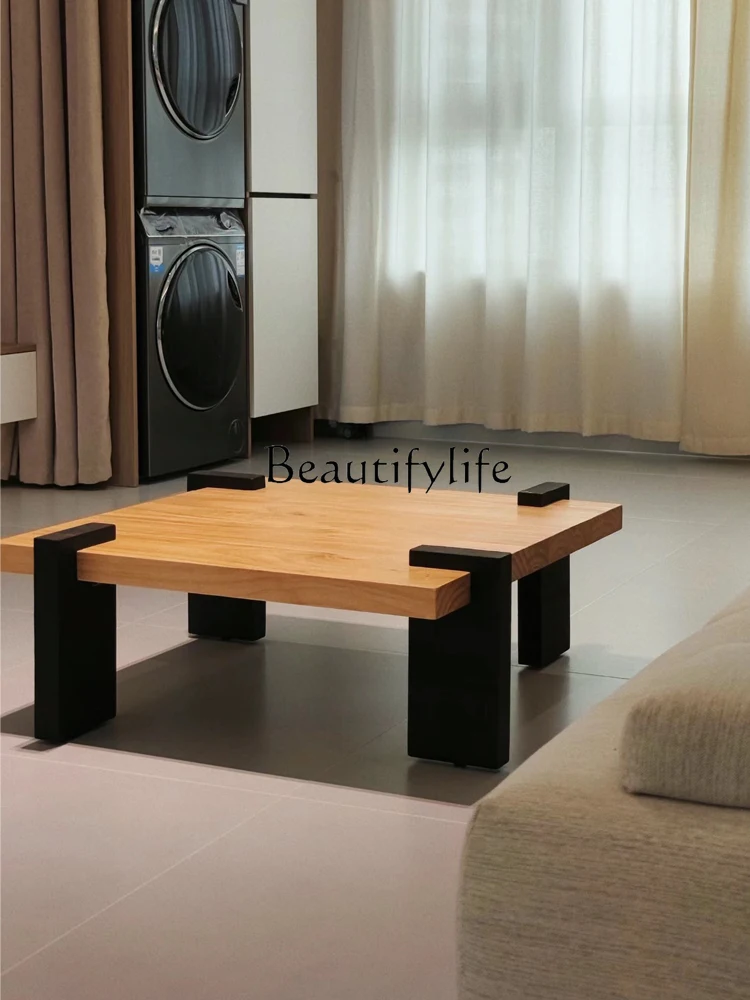 

Log Style Solid Wood Retro Small Apartment Household Coffee Table Modern Minimalist Silent Style Tea Table