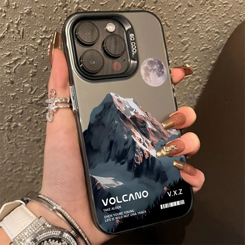 For iPhone 16 15 Pro Max Case Snow Mountain Scenery Design TPU Basic Case for iPhone 14 13 12 11 XS XR 7 8 Plus Hard Matte Cover