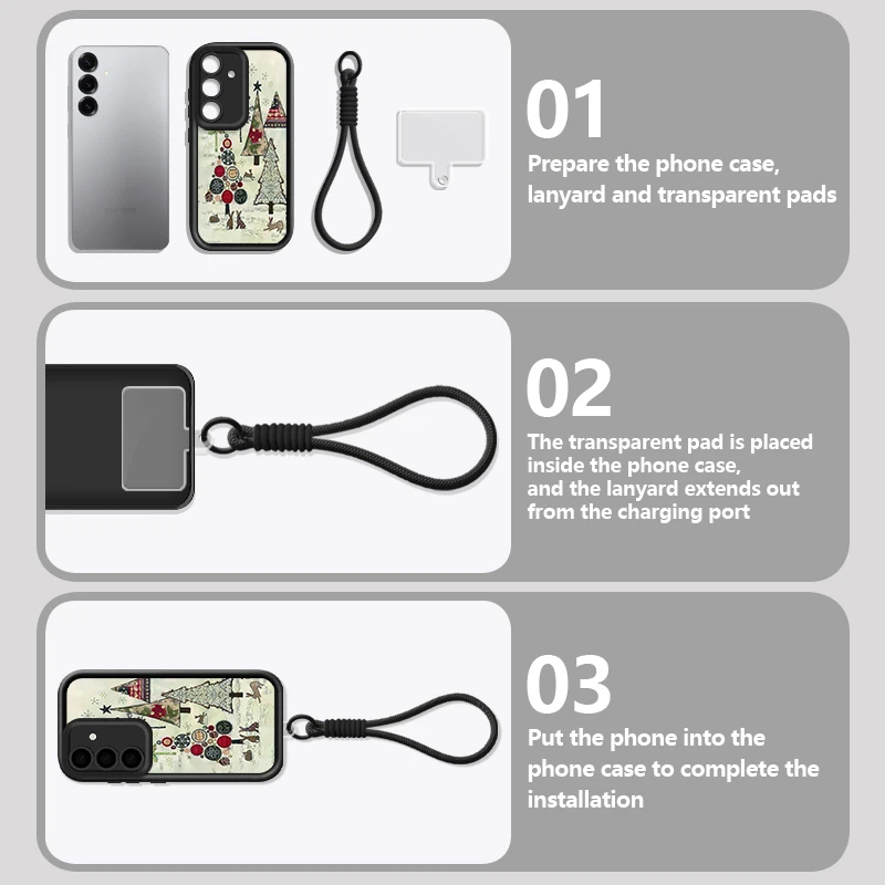 اللوحة شجرة عيد الميلاد الحبل الحال بالنسبة لسامسونج S25 حافة S24 الترا S23 S22 S21 FE A17 A54 A15 A35 A55 A16 A26 A36 A56 5G كابا