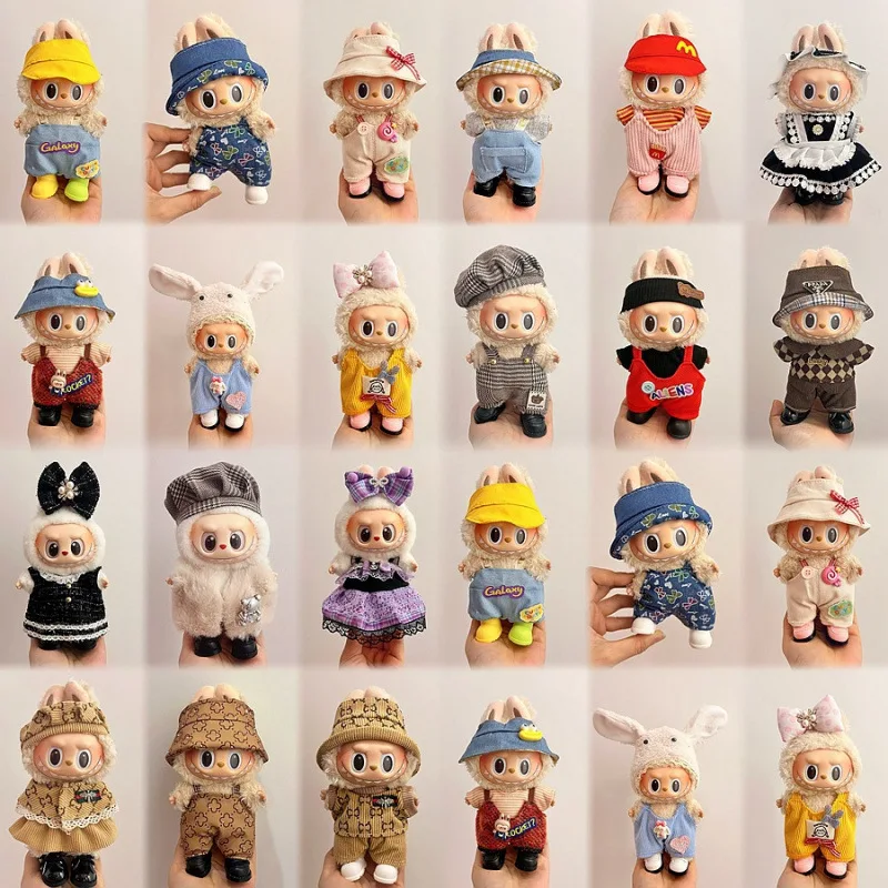 

Pretty Labub Doll Clothes 17Cm Cute Vinyl Figurine Casual Suit Dress Children's Doll Toy Fashion Trends Clothes Accessories Gift