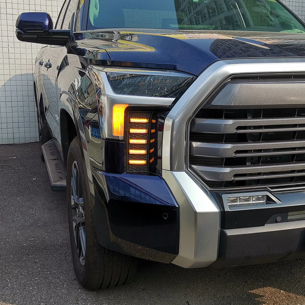 Toyota Tundra Sequoia 2022-2023 자동차 전조등 어셈블리 업그레이드 동적 LED 주간 러닝 라이트 도구 액세서리