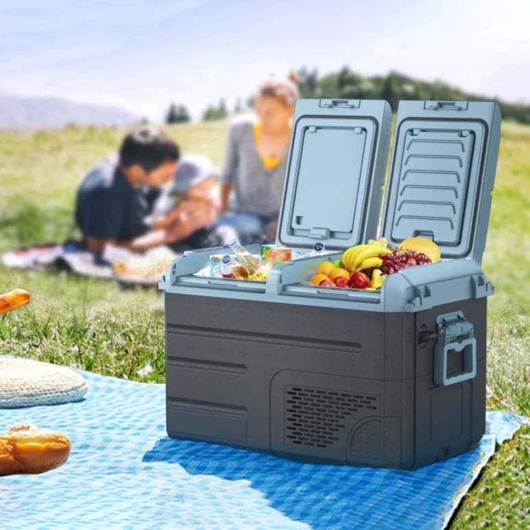 

Large Capacity 38L 48L 58L Dual Zone Outdoor Refrigerator Camping Fridge Freezer for Car RV Truck 12V 24V with Solar Panel