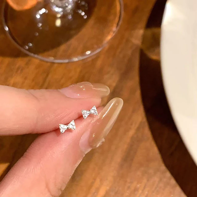 حقيقي 925 فضة صغيرة هندسية الزركون وأقراط لسحر المرأة العصرية مشرقة غرامة مجوهرات الحد الأدنى اكسسوارات #4