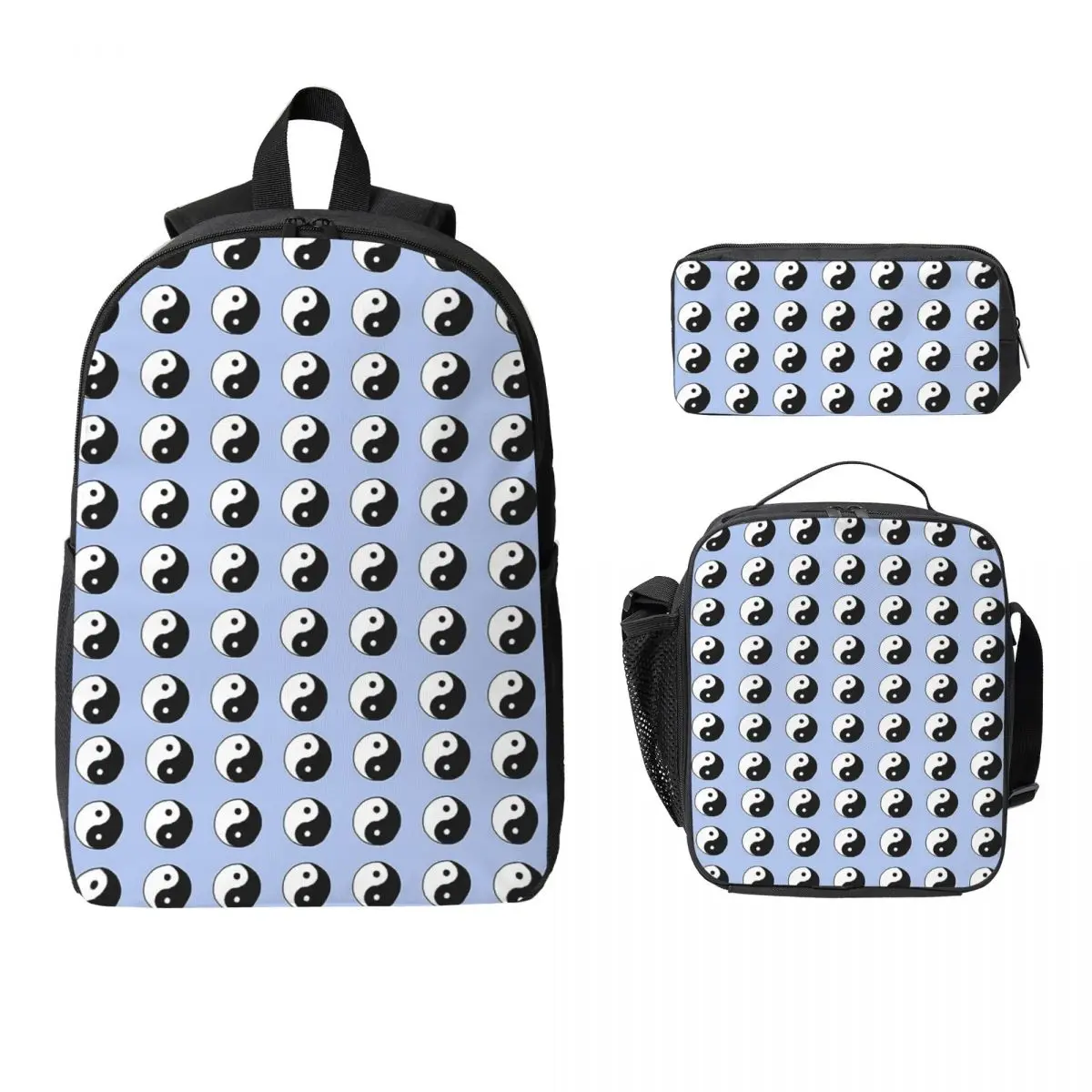 Yin Yang Pattern Backpack Student Boys Girls BookBag School Bag Computer Shoulder Bags 3ps Insulated Lunch Bag Pencil Case