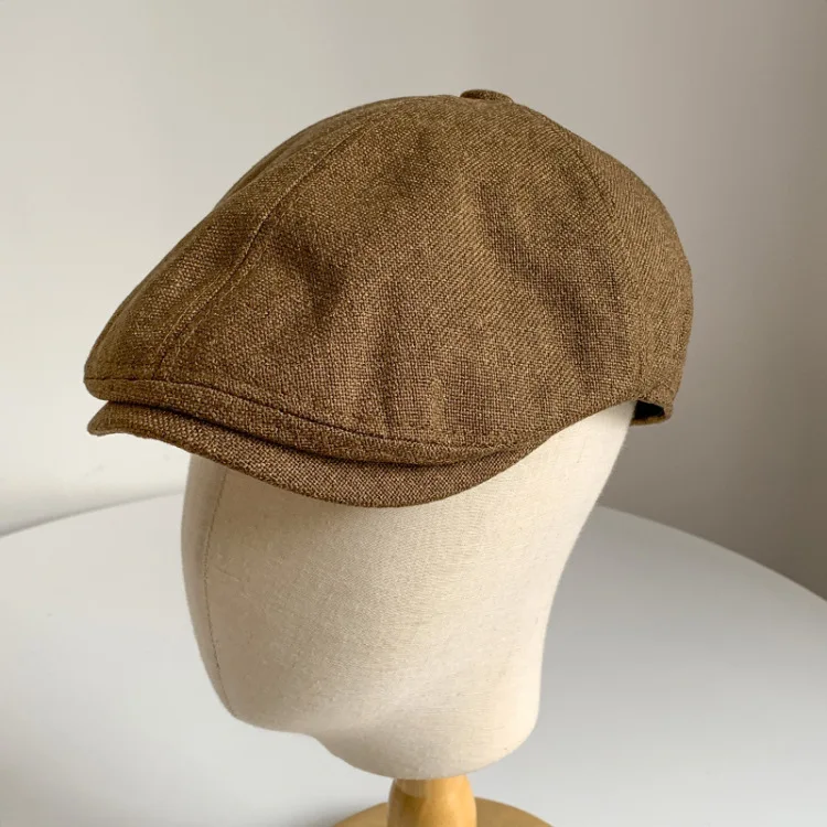 Vintage Y2K Damen und Mädchen Baumwolle Leinen Newsboy Cap koreanischen Stil Baskenmütze atmungsaktiv Sommer Frühling Herbst Hut – Detail 9