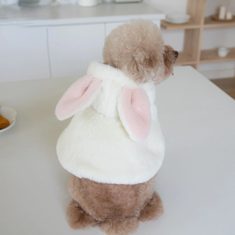 New Winter Pet Clothing Plush Rabbit Dog Outside Christmas Cloak New Year\'s Coat Windbreaker Plus Fleece Thick Warm Coat