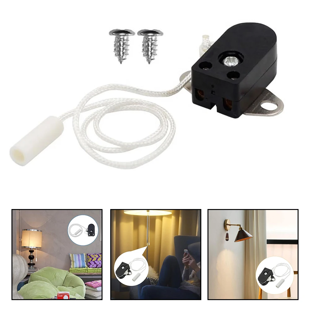 Cord Switch Pull Switch Furniture Lighting Control 2 Hole Plate 2A 250V For Wall Lamp Bedside Lamp Pull Control Rope Switch