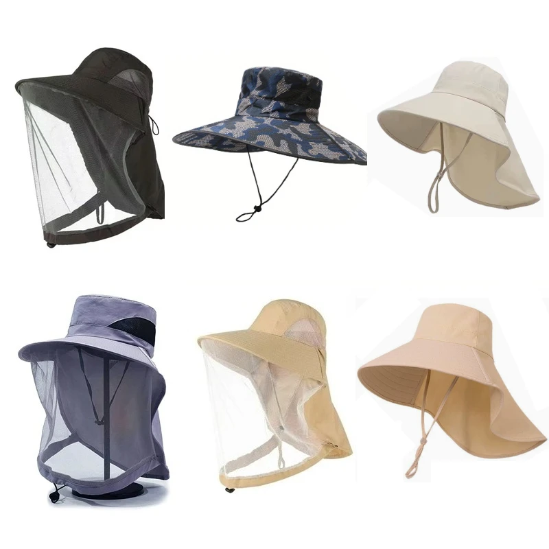 Anti-UV Sports Hat Fishing Insect Protective Cap Breathable Full-Mesh Head Net Hat Camping Hiking Hat Adjustable Unisex Hat