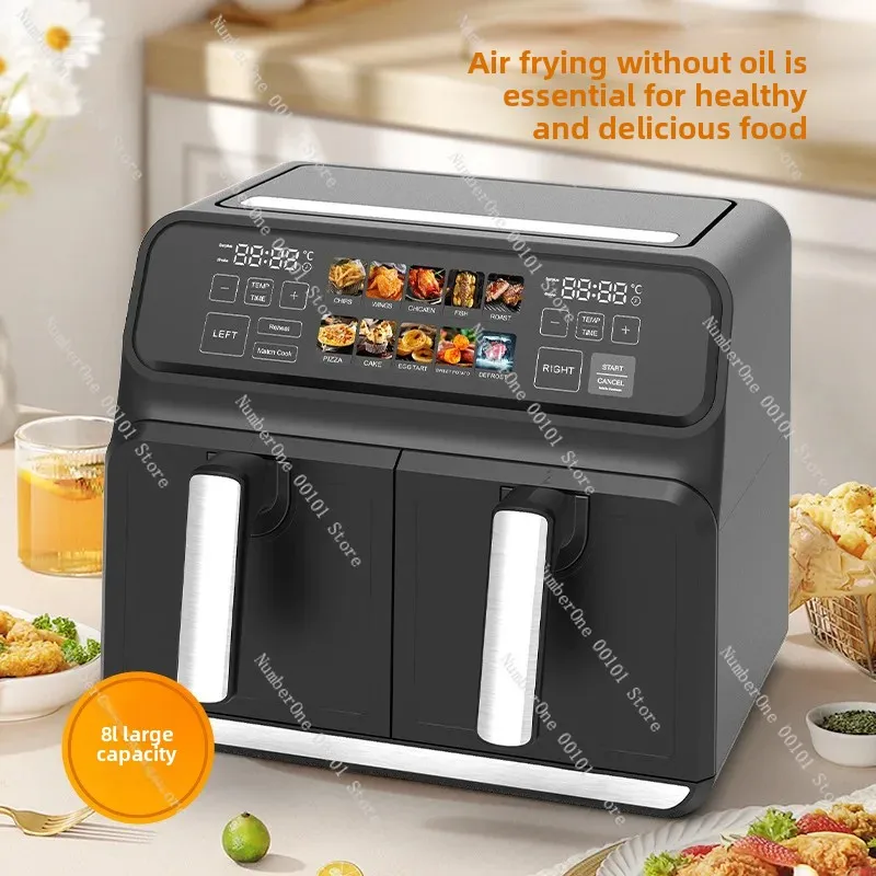 8L Large Capacity Air Fryer, High Power Intelligent Electric Fryer with Fume-Free Technology for Healthy Home Cooking