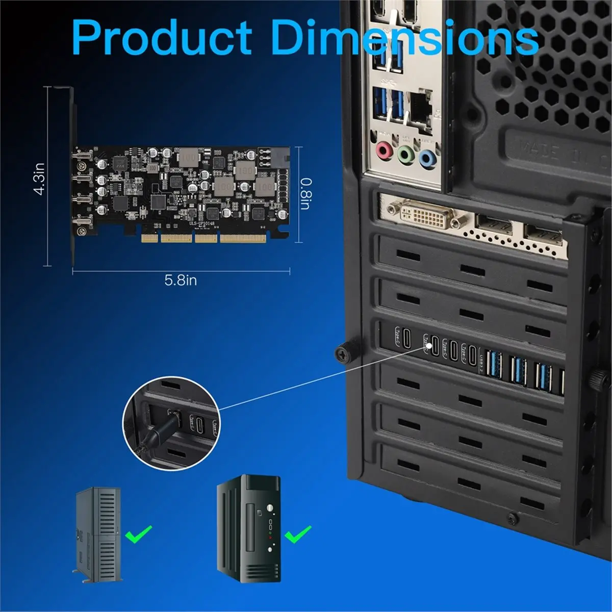 USB PCIe Expansion Card Power Delivery 4 USB Type-C Ports, PCIe USB 3.2 with 10 Gbps Motherboard Card for PC Desktop