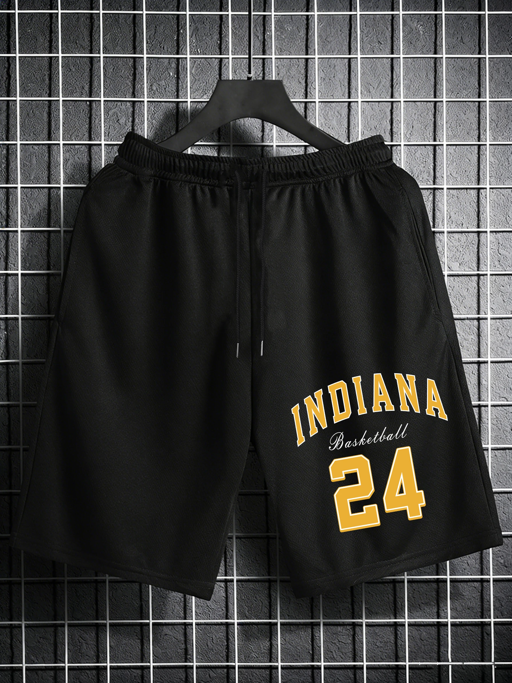 

Мужские шорты Indiana Basketba 24 с принтом, повседневная летняя спортивная одежда, эластичные брюки для бега, дышащая одежда для спортзала с широкими штанинами