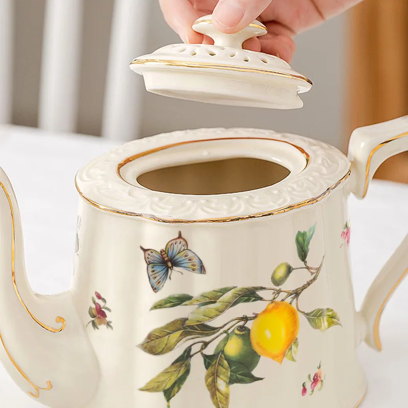 الليمون الأوروبي فنجان القهوة والصحن إبريق الشاي مجموعة فاخرة السيراميك اسبريسو غلاية صانع الشاي صقلية تانيا Bulhoes