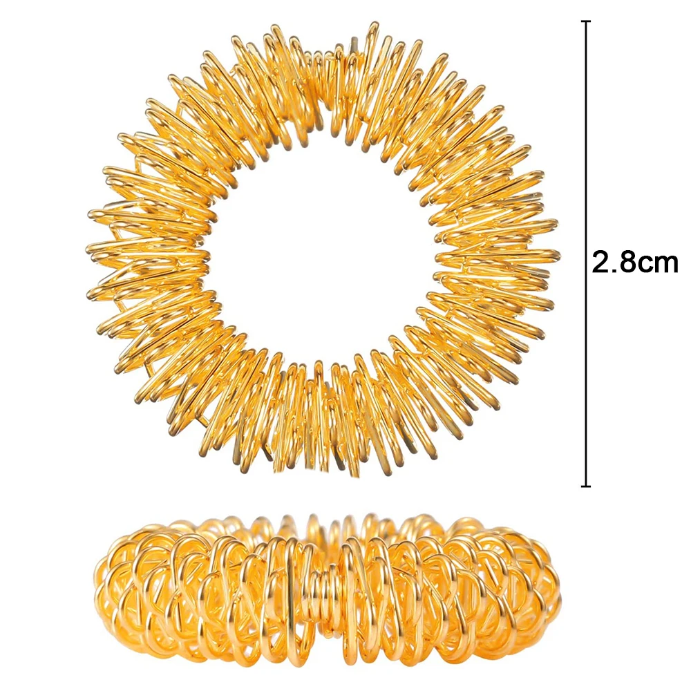 12Pcs/Lot Hot Sale Finger Massage Sujok Ring Acupuncture Ring Health Care Body Massage Chinese Medicine Color Gold