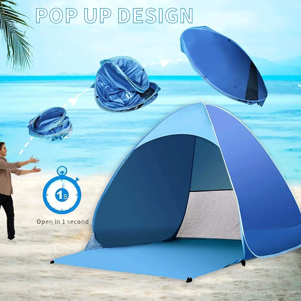 Tente de plage pliable et facile à monter — Tente de camping portable et ultralégère (2 à 3 personnes)