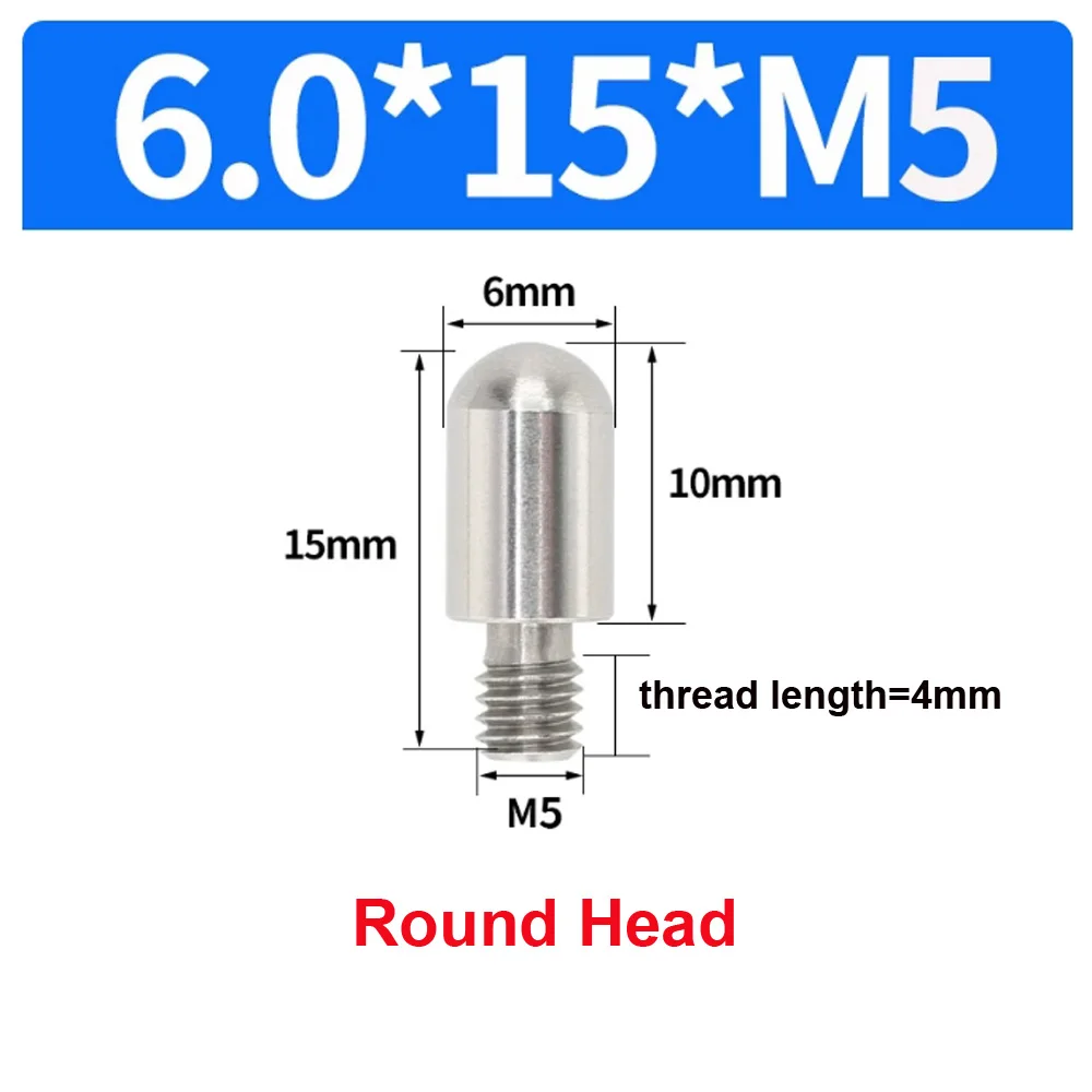 10 Stück/Beutel Edelstahl 303 Positionierstifte M6 Konischer Rundkopf mit Flachkopf Außengewinde Metall-Einsatzschraube 5mm Verriegelungsbefestigung – Detail 32