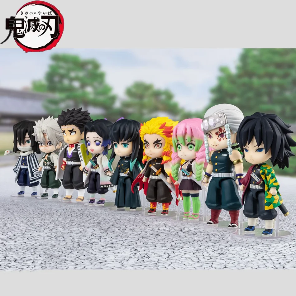 9-teiliges Set Q-Version Demon Slayer Stehende Geisterpuppe Tanjiro Nidouzi Inosuke Zenizu Figur Actionfigur Filmmodell Kinderspielzeug Geschenk