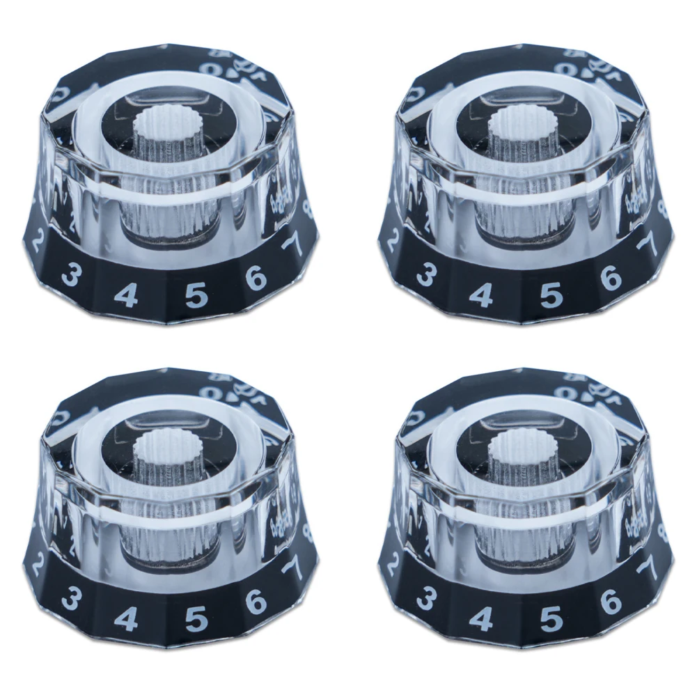 Volume Tone Control Knobs Fits 6MM/0.24 Inch Rotary Shaft Musical Instrument Replacement Button Pack Of 4 Deopship