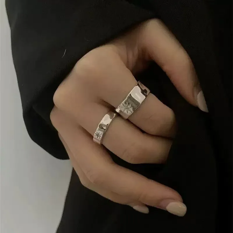 925 Sterling Silver Star Zircon Adjustable Rings For Women Couple Wedding Engagement Luxury Jewelry Wholesale Accessories