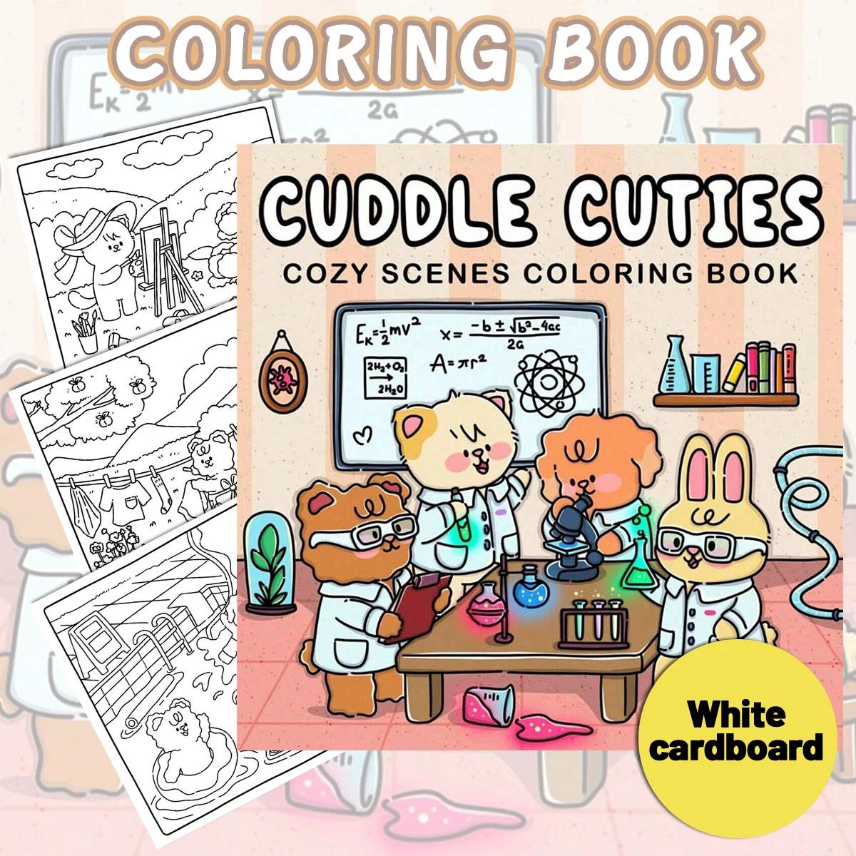Adult Coloring Book Bold Cute Friends Pages Simple Relaxation Stress Relief DIYParent Child Fun Home Leisure Art Therapy Boost