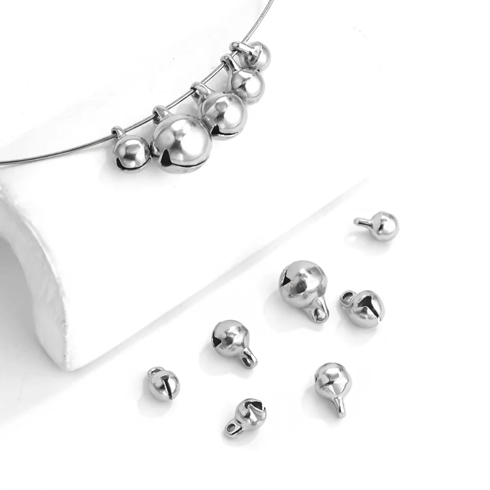 20pcs Stainless Steel Loud Bell Pendant Hanging Christmas Ornaments Decorations Party Charms DIY Jewelry Crafts Wholesale