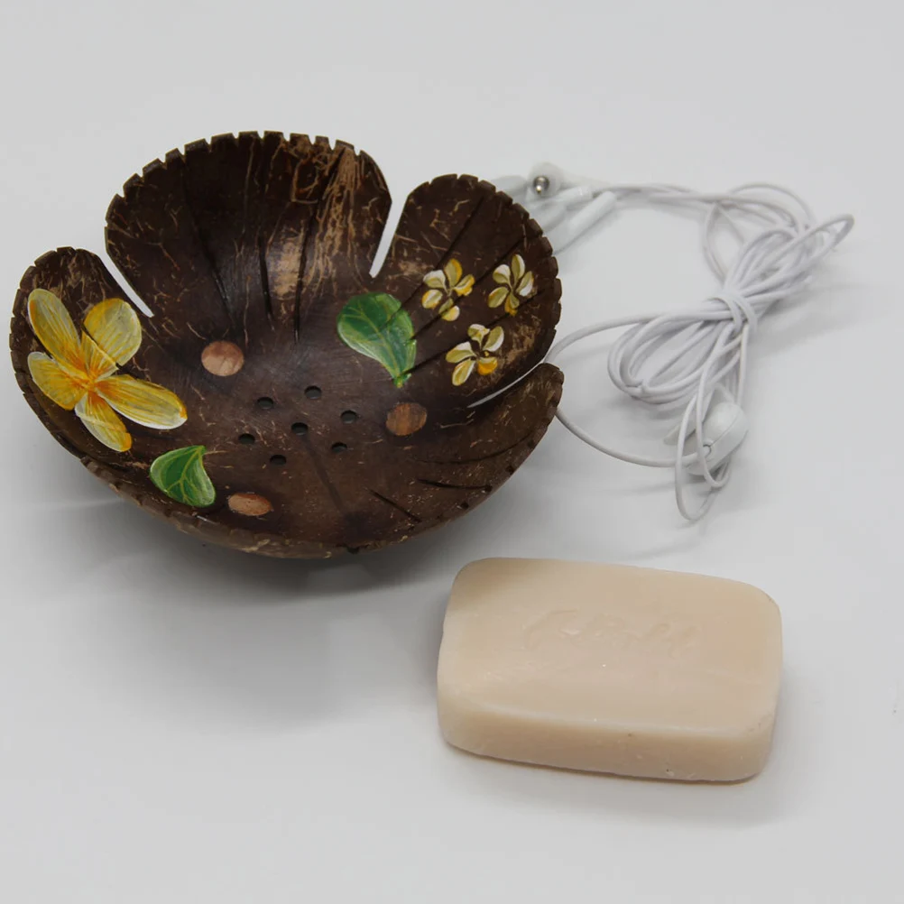 

Creative Coconut Shell Soap Box Eco-Friendly Hand Carved Drain Design For Kitchen Laundry Room Decoration Soap Holder Tray
