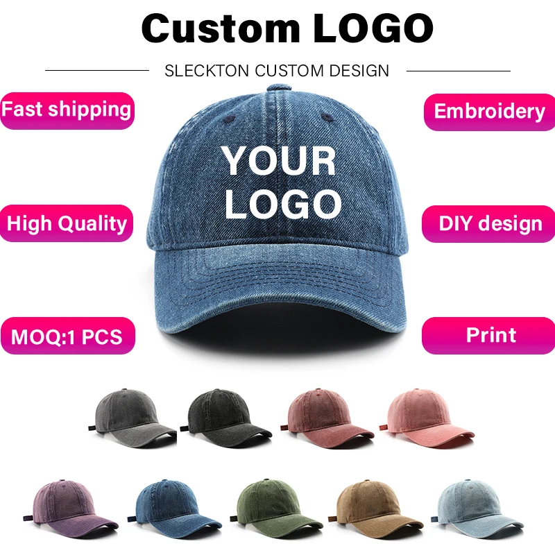 SLECKTON Custom LOGO Baseball Cap for Men and Women Brand Design Picture Print Embroidery DIY Cowboy Hat Adult Unisex Wholesale