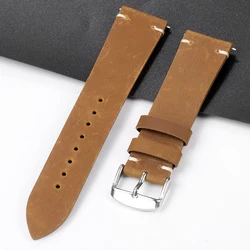 Vintage Leather Watch Band 18mm 19mm 20mm 21mm 22mm Handmade Stitching Cowhide Strap for Seiko for Omega Smartwatch Wristband