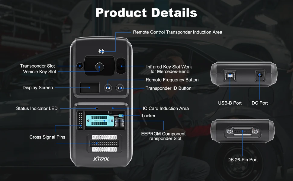 XTOOL KC501 Schlüsselprogrammier-Emulator, Chip-Programmiergerät für Mercedes-Benz Infrarot-Schlüssel, Steuergeräteleser, EEPROM-Chip-Lesegerät, kompatibel mit X100PAD3 und X100MAX – Detail 6