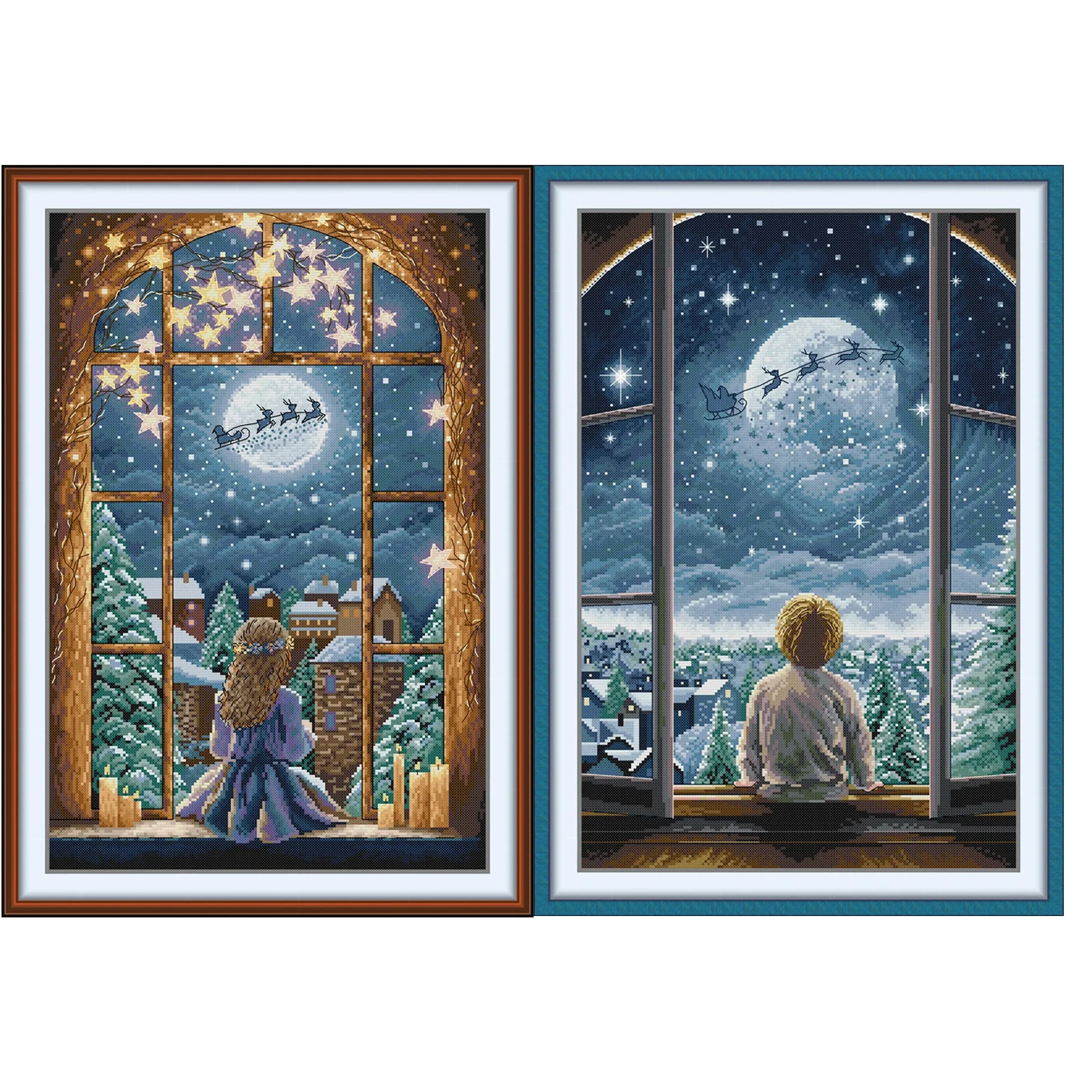 

Joy Sunday Pre-printed Cross Stitch Kit Easy Pattern Aida Stamped Fabric Embroidery Set-Christmas Eve