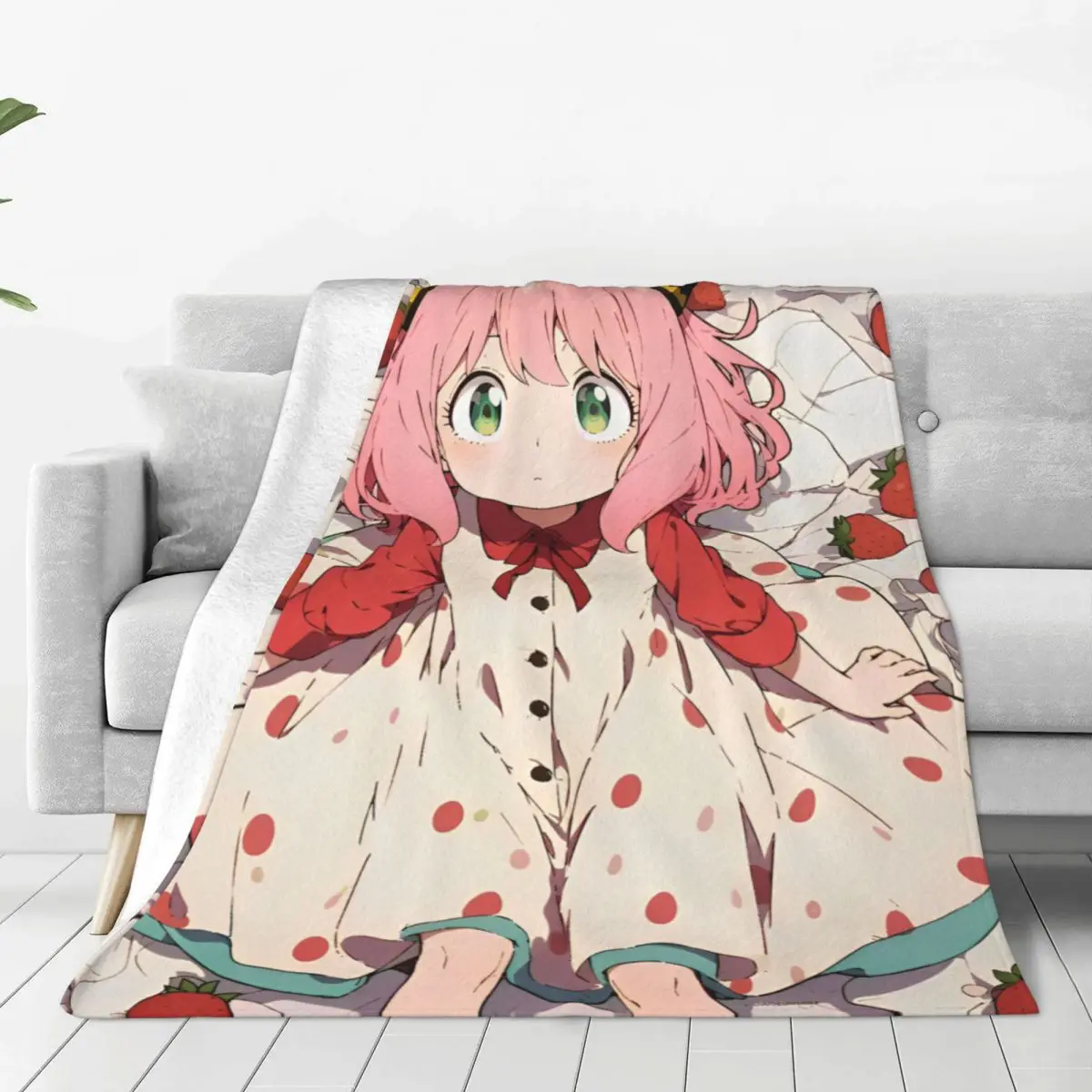 Anya Kawaii Spy X Family Blanket Flannel Anime Lightweight Throw Blankets for Home Couch Bedroom Quilt