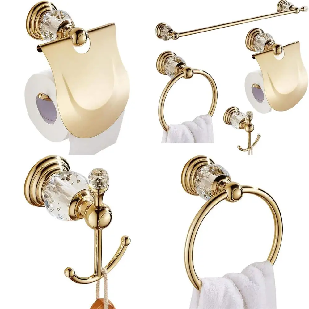 

Bathroom Hardware Set: Towel Bar, Hand Towel Holder, Paper Holder, Hook, Towel Ring Racks - Wall Mounted