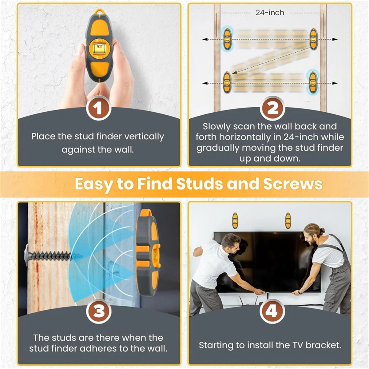 

QA08I Magnetic Stud Finder Wall Scanner, Magnetic Stud Finder Level Wall Scanner, Easy to Use Magnet Stud Finder Drywall Tool