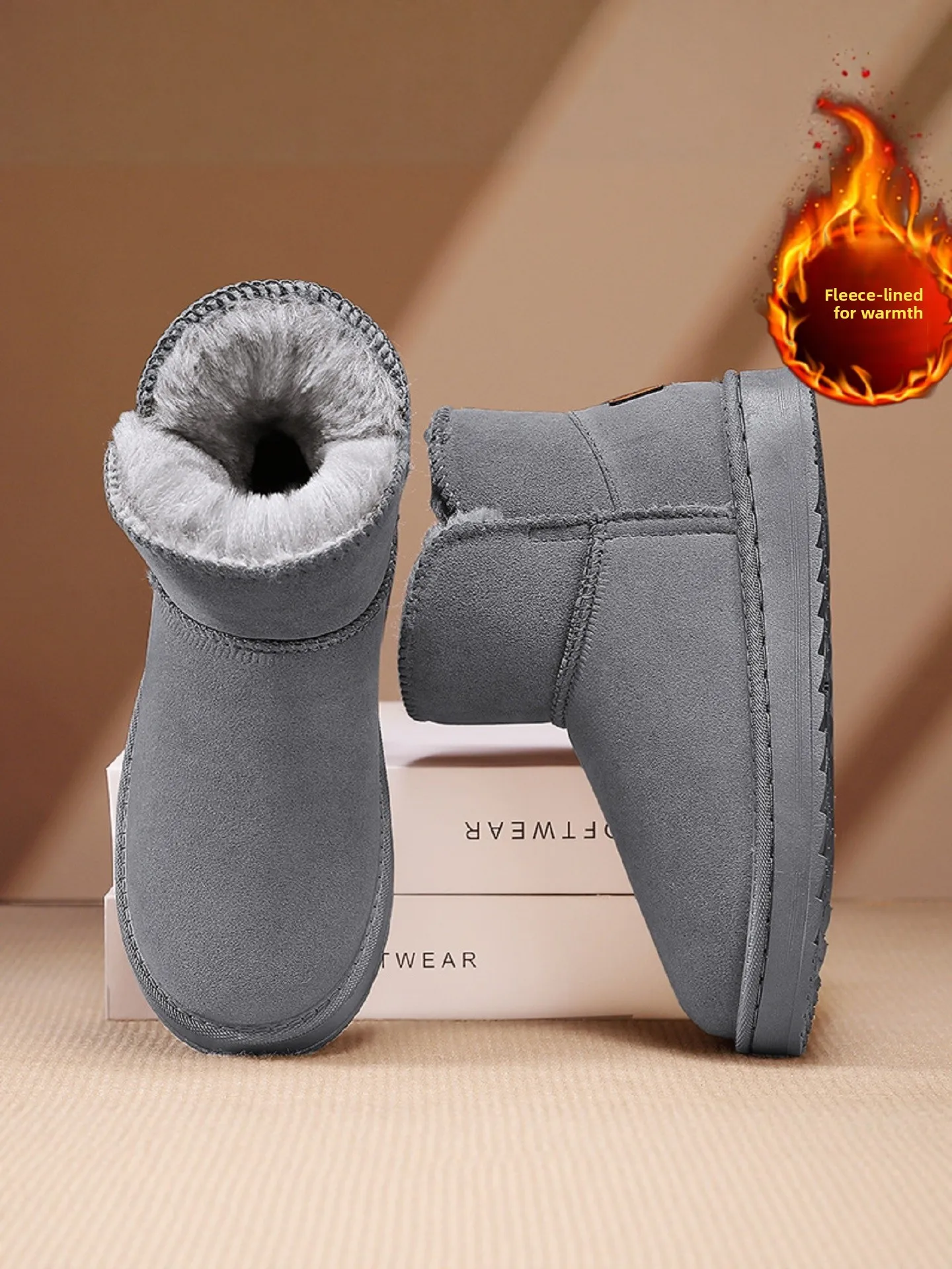 Northeast Men's Snow Boots Winter Large Size Cotton Shoes Waterproof Non-Slip Leather Fur Integrated Bread Shoes Couple Cold ...