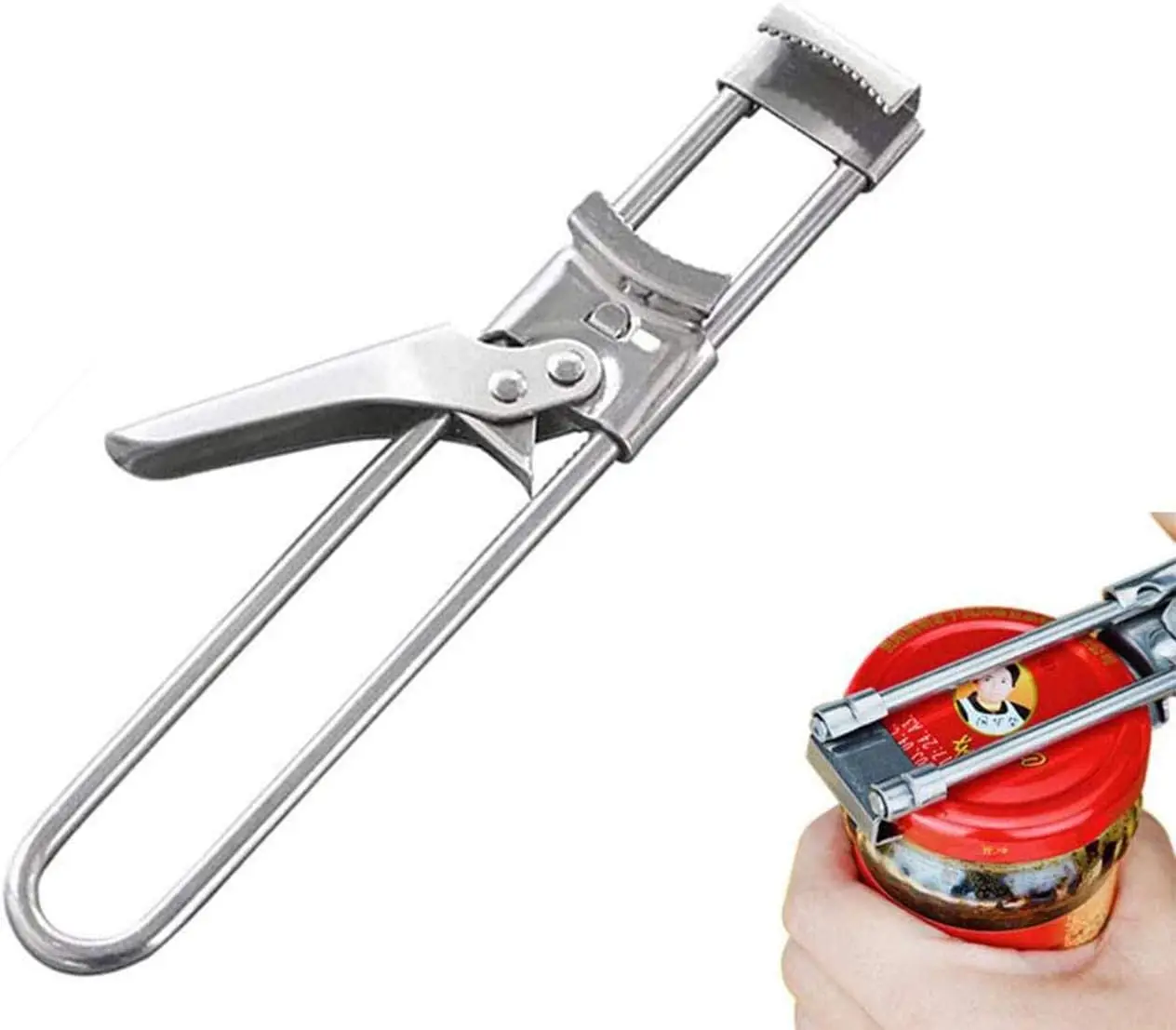 Jar Opener Adjustable Stainless Steel Can Opener Bottle Non-slip Portable Manual Bottle Jar Lid Gripper for Weak Hands Seniors