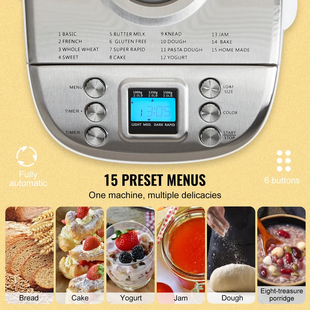 SucceBuy 3 LB Bread Maker 15-in-1 Dough Machine Nonstick Ceramic Pan Automatic Bread maker with Gluten Free Setting 2 SucceBuy 3 LB Bread Maker 15-in-1 Dough Machine Nonstick Ceramic Pan Automatic Bread maker with Gluten Free Setting 2