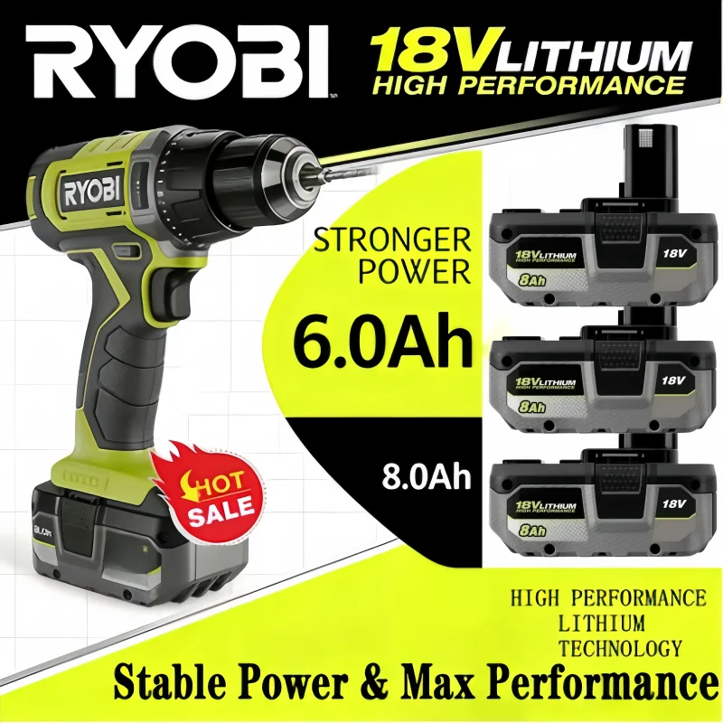 

Genuine Original 18V Li-ion Universal Battery No Memory Effect General Use Replacement for RYOBI P104 P107 P108 RB18L20