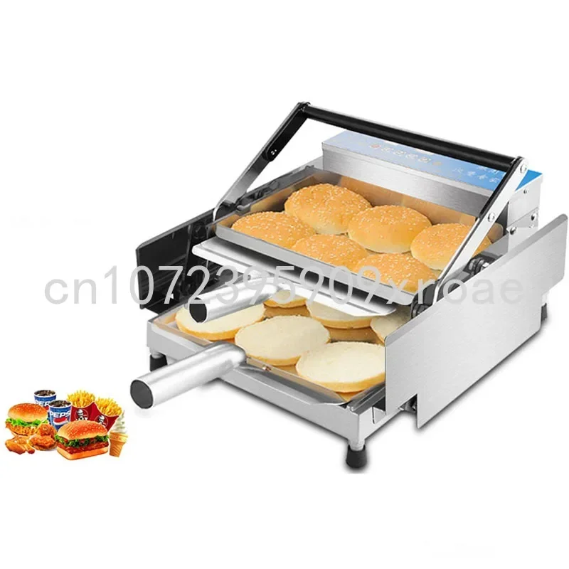 220V Commercial Double Layer Hamburger Baking Machine Electric Bake Burger Machine  Batch Bun Bread Toaster