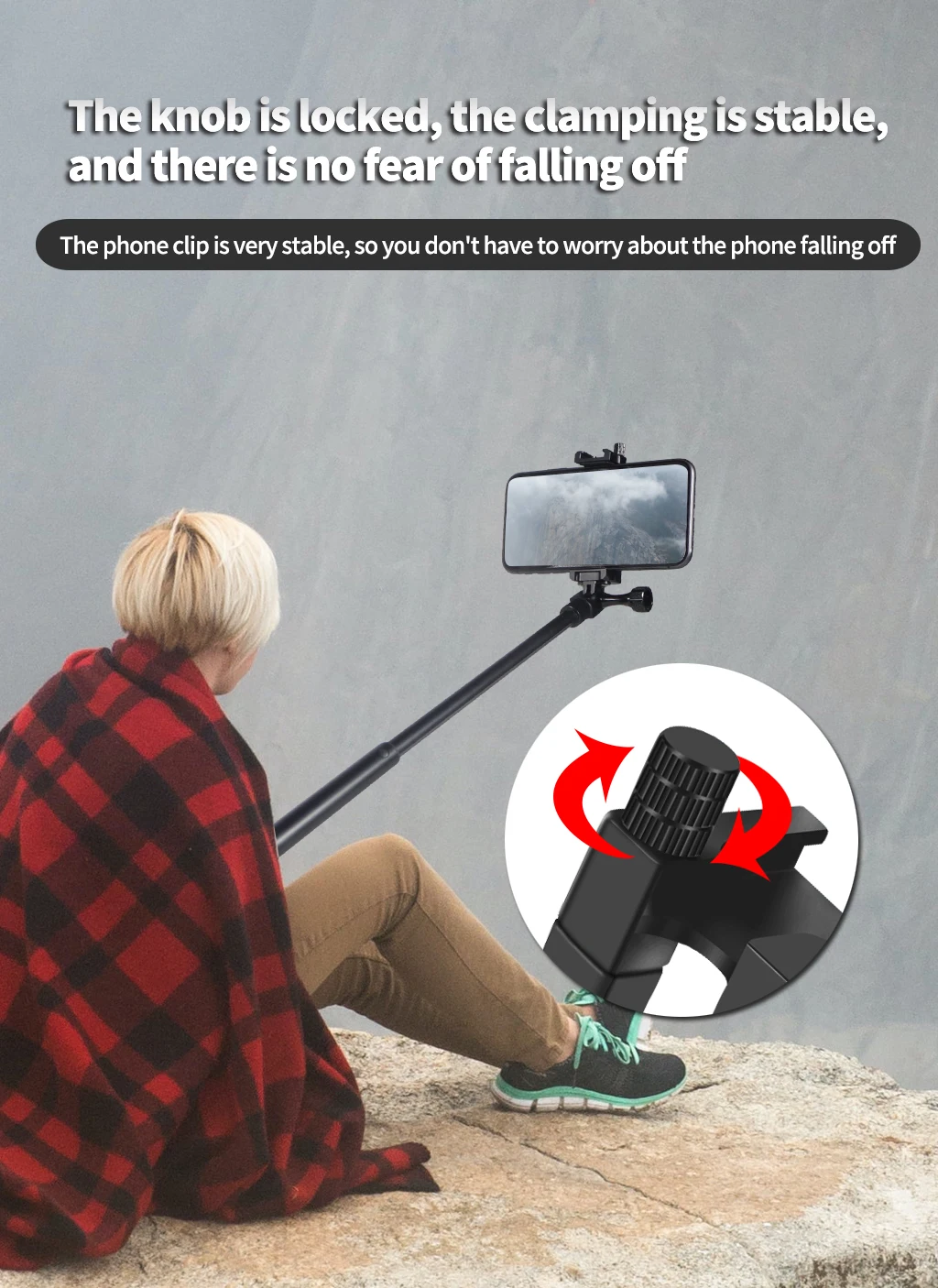 BGNing Handy-Clip-Monitorhalterung aus Aluminiumlegierung mit 1/4-Zoll-Arri-Positionierungsloch, Schnellverschluss für 62–87 mm große Smartphones – Detail 4