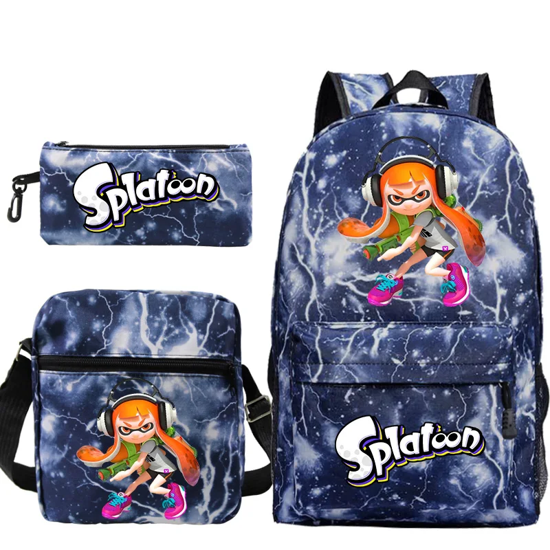Hot Game Splatoon Kind Rugzak Studenten Jongens Meisjes Schooltassen 3 stks Set Grote Capaciteit Lichtgewicht Rugzak Reistas Mochila