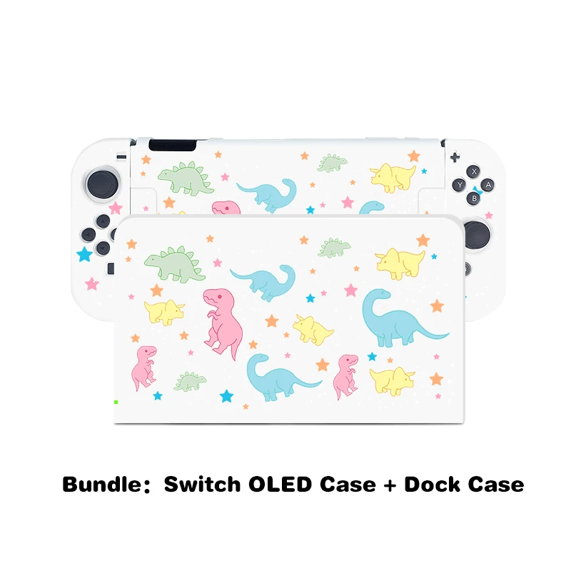 Kawaii bonito pastel roxo dinossauro funda nintendo switch oled caso acoplável escudo protetor tpu para controlador de interruptor joy-con